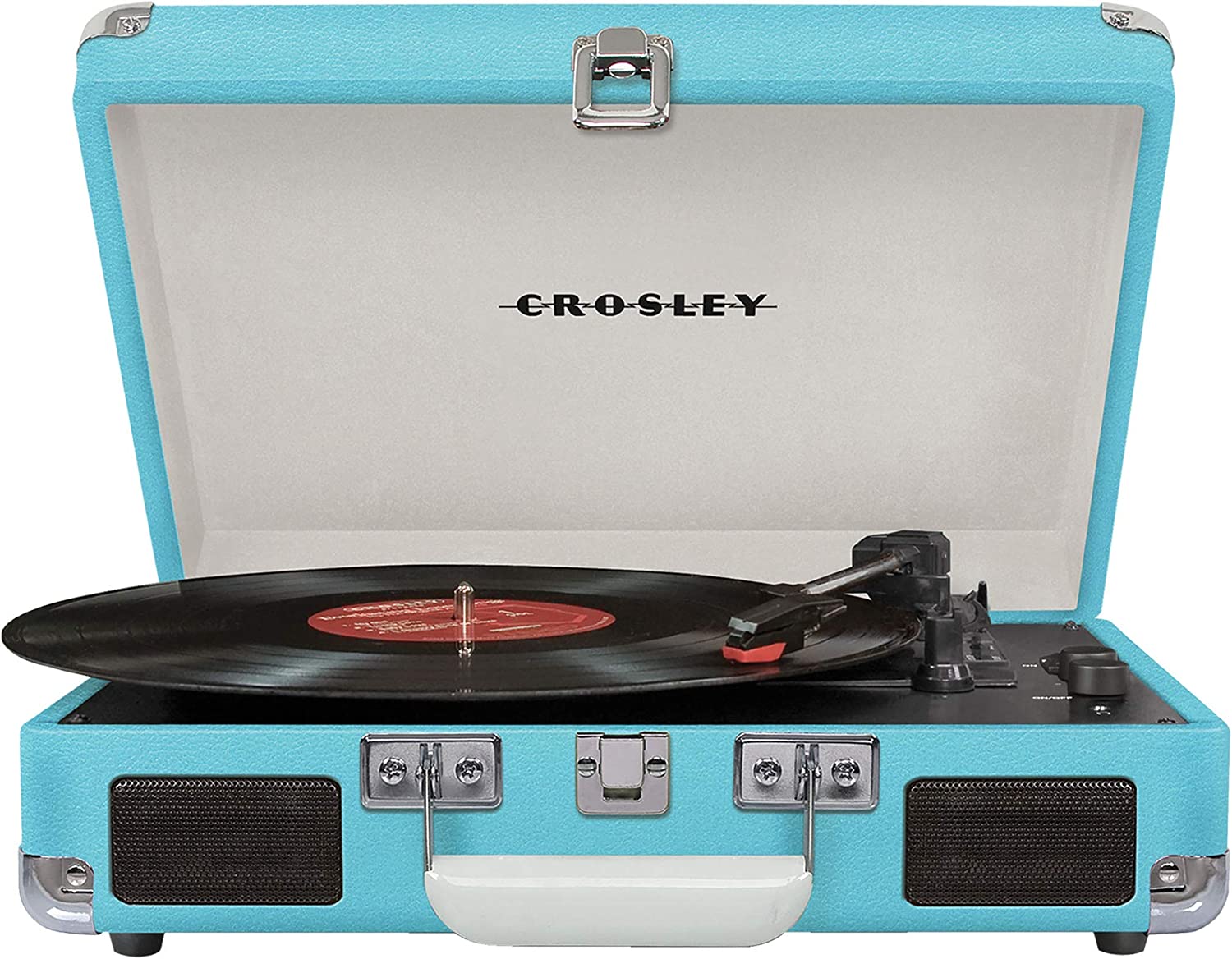 Crosley Cruiser Deluxe Vintage 3-Speed Bluetooth Suitcase Turntable, Turquoise
